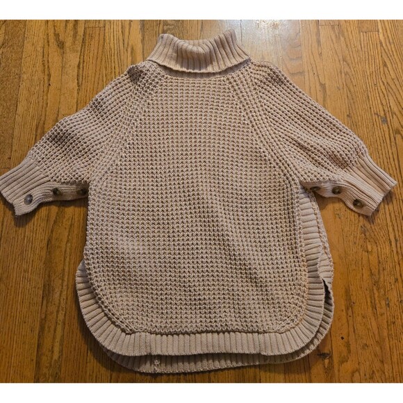 J Crew Sandy Beach Turtleneck Cotton Poncho Sweater L/XL Minimalist - Picture 1 of 10